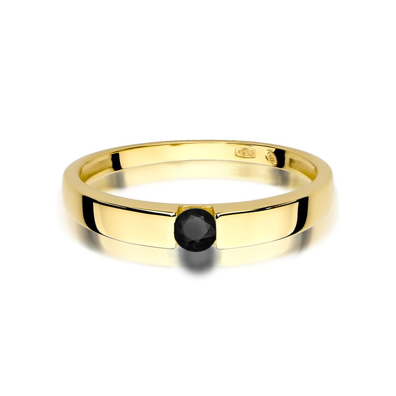 W432 Prsteň Black Diamond 0.12ct žlté zlato Au 585/1000 - 1