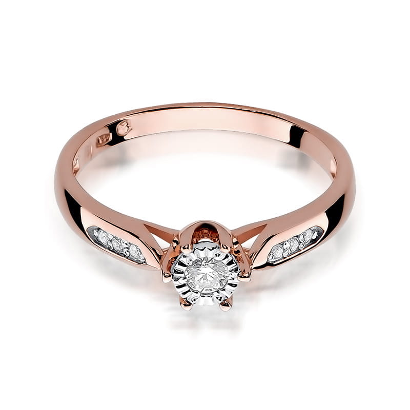 W328 Diamantový prsteň 0,08ct ružové zlato Au 585/1000 - 1