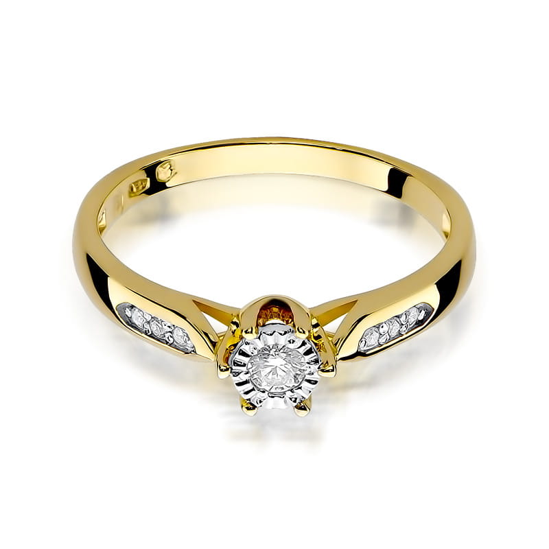 W328 Diamantový prsteň 0,08ct žlté zlato Au 585/1000 - 1