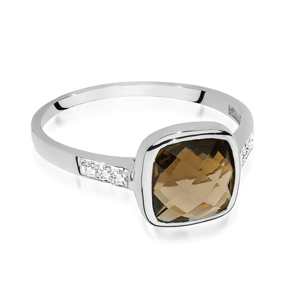 W478 Smoky Quartz Ring 2,00ct biele zlato Au 585/1000 - 1