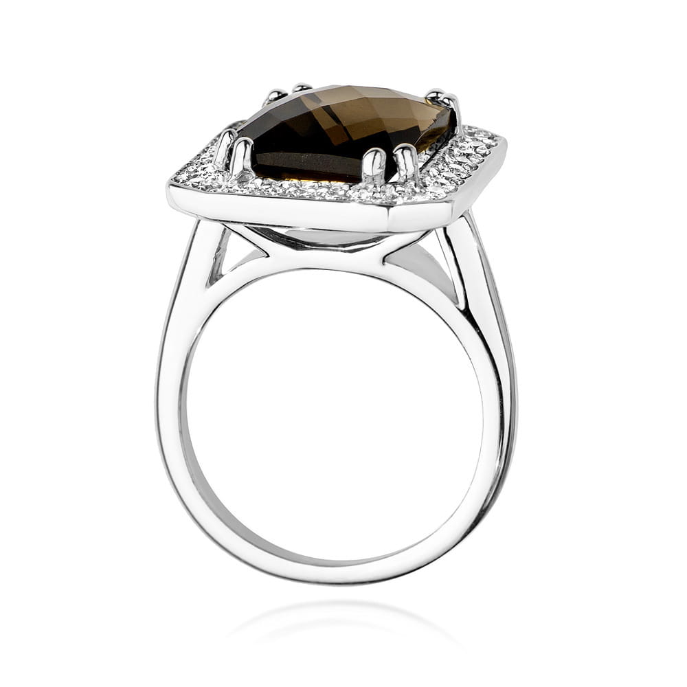 W481 Smoky Quartz Ring 4.00ct biele zlato Au 585/1000 - 2