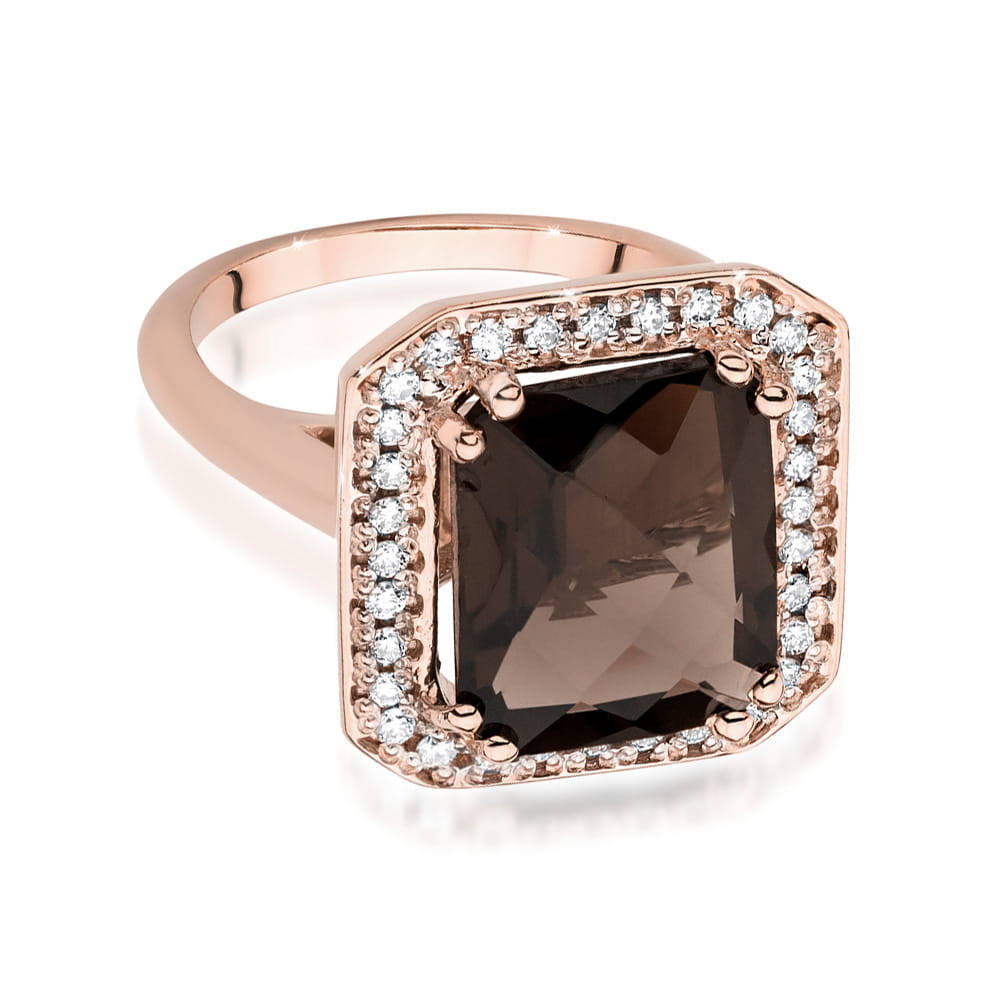 W481 Smoky Quartz Ring 4.00ct ružové zlato Au 585/1000 - 1