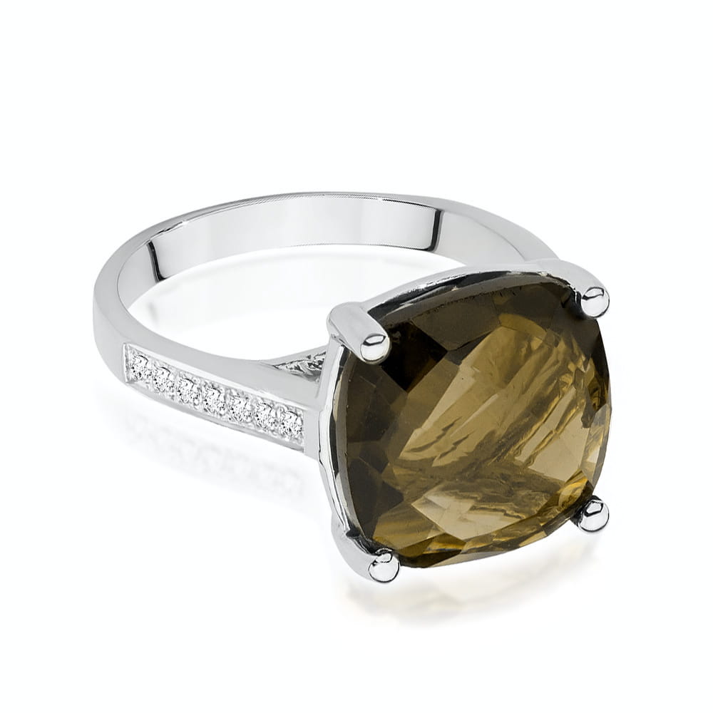 W485 Smoky Quartz Ring 5.00ct biele zlato Au 585/1000 - 1