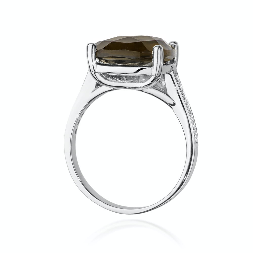 W485 Smoky Quartz Ring 5.00ct biele zlato Au 585/1000 - 2