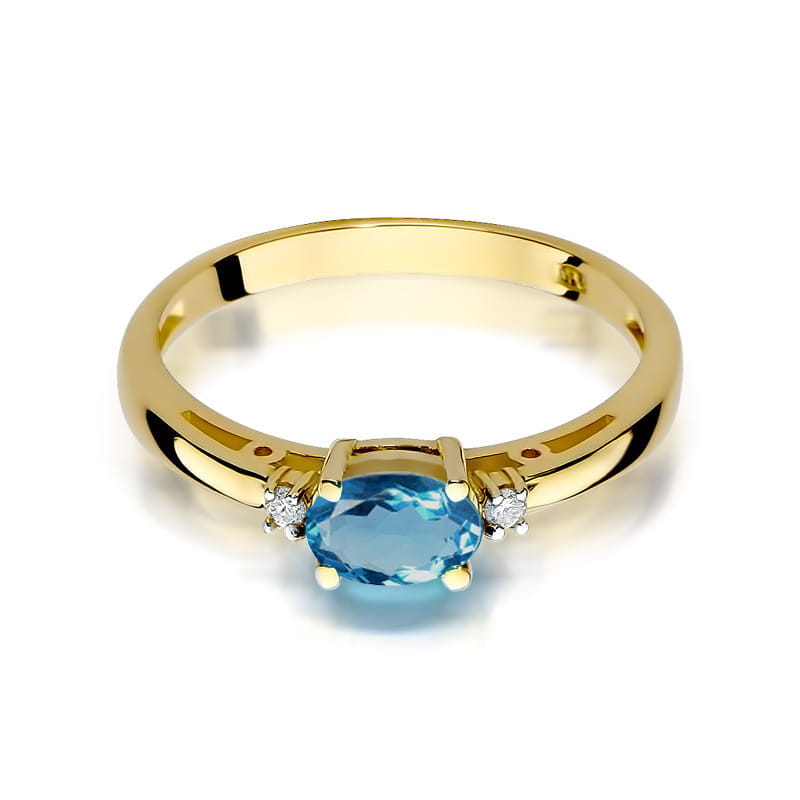 W006 Topaz London Modrý prsteň 0,50ct žlté zlato Au 585/1000 - 1