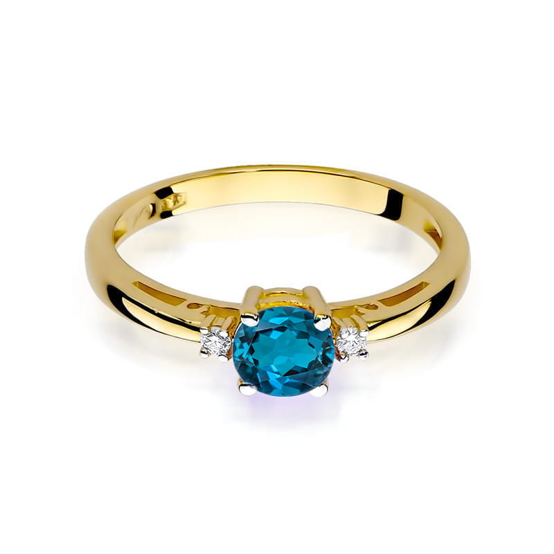 W010 Topaz London Modrý prsteň 0,50ct žlté zlato Au 585/1000 - 1