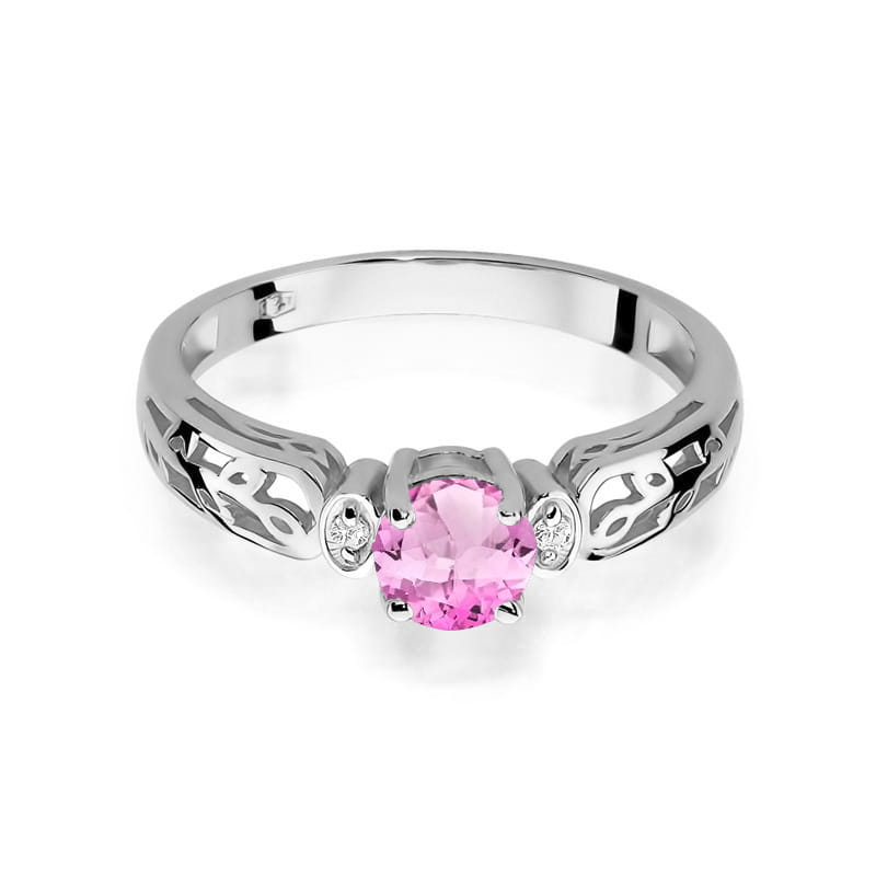 Prsteň W014 Ružový Topaz 0,50ct biele zlato Au 585/1000 - 1