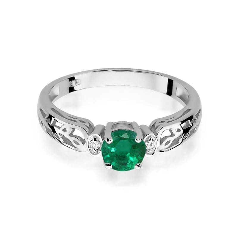 W014 Smaragdový prsteň 0,50ct biele zlato Au 585/1000 - 1