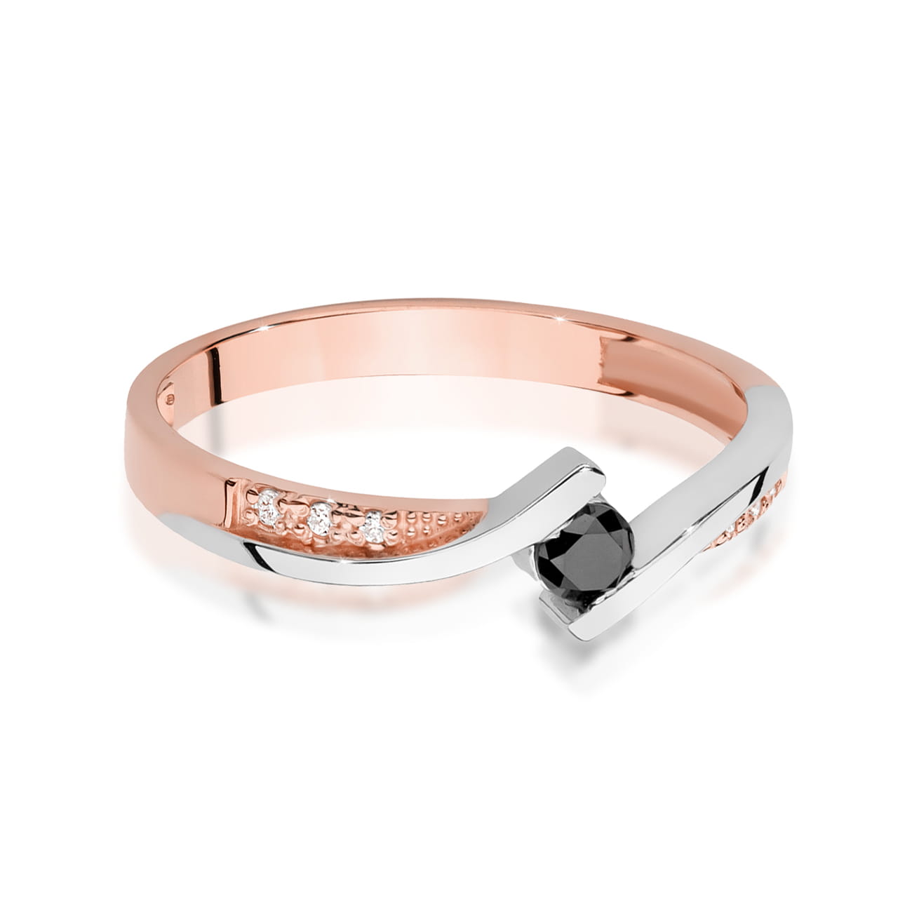 Prsteň W0177 Black Diamond 0.12ct ružové zlato Au 585/1000 - 1