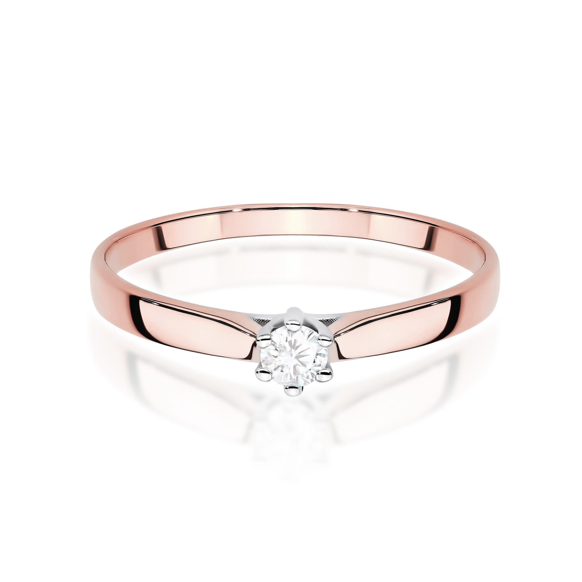 Prsteň W0222 Laboratórny diamant 0,10ct ružové zlato Au 585/1000 - 1