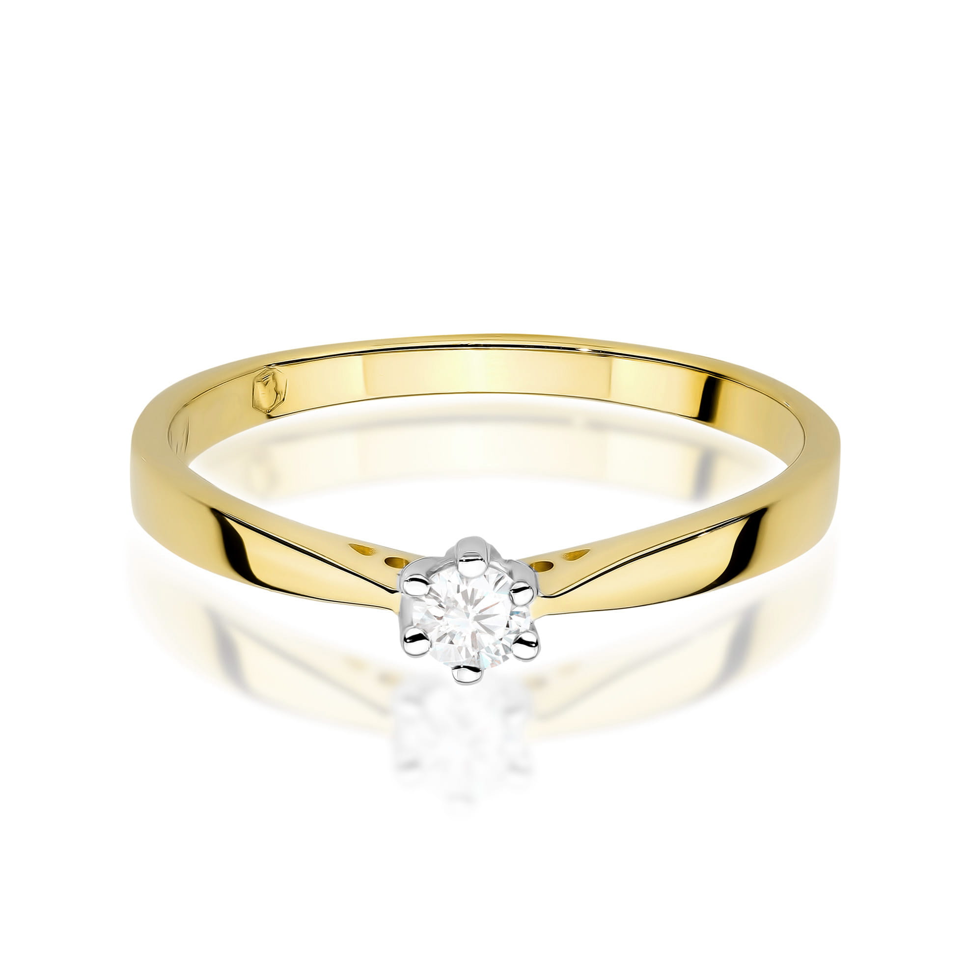 Prsteň W0229 Laboratórny diamant 0,10ct žlté zlato Au 585/1000 - 1