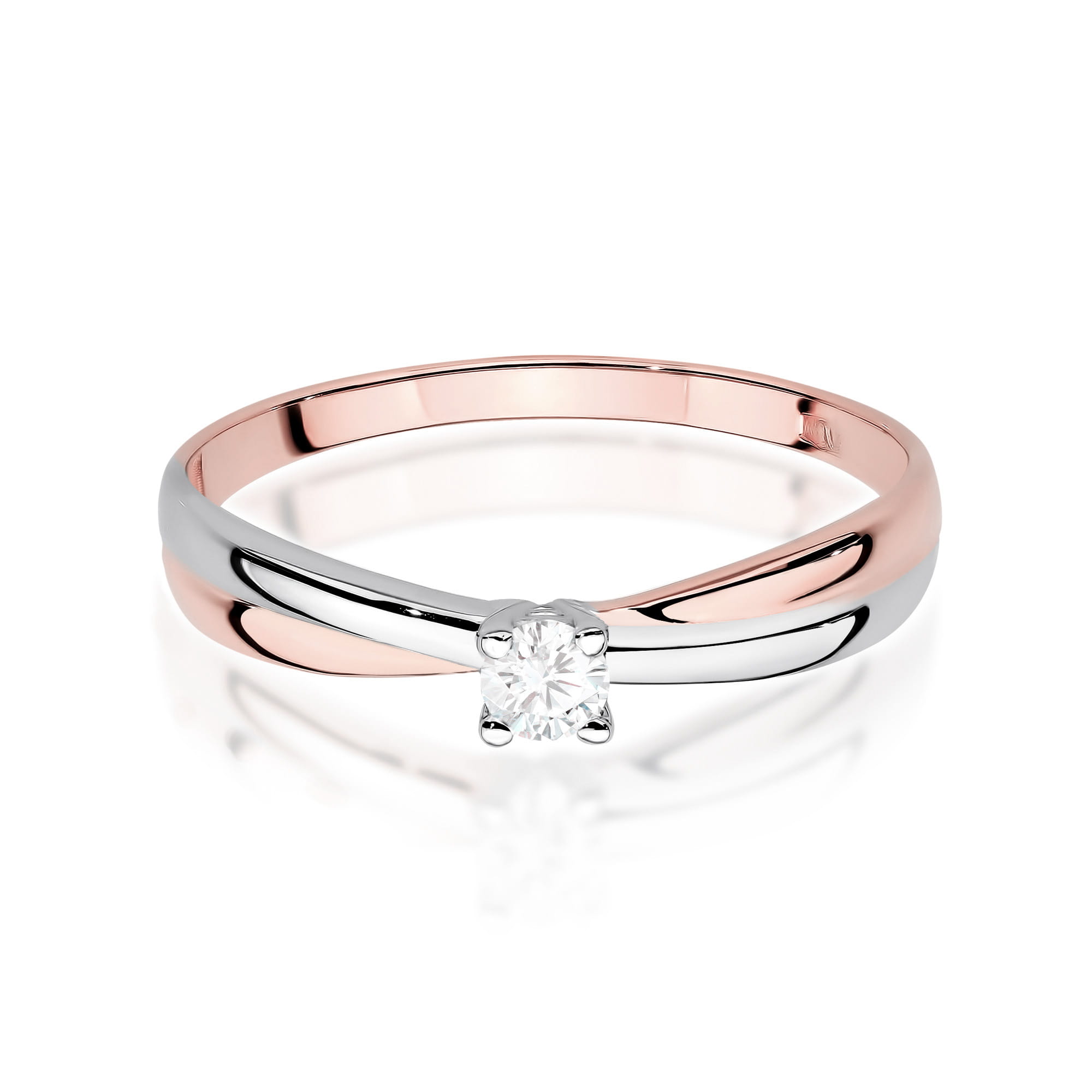 Prsteň W0230 Laboratórny diamant 0,10ct ružové zlato Au 585/1000 - 1