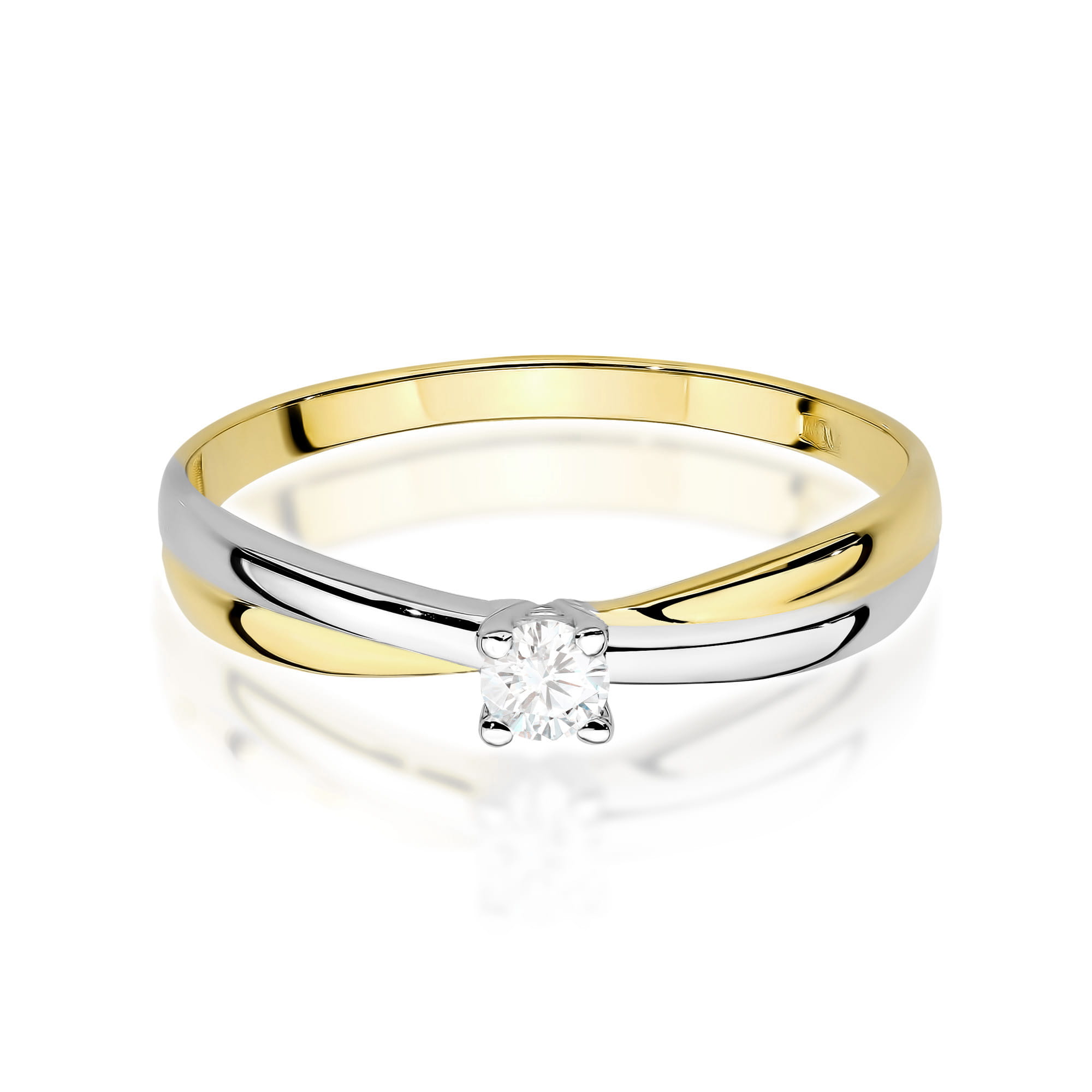 Prsteň W0230 Laboratórny diamant 0,10ct žlté zlato Au 585/1000 - 1