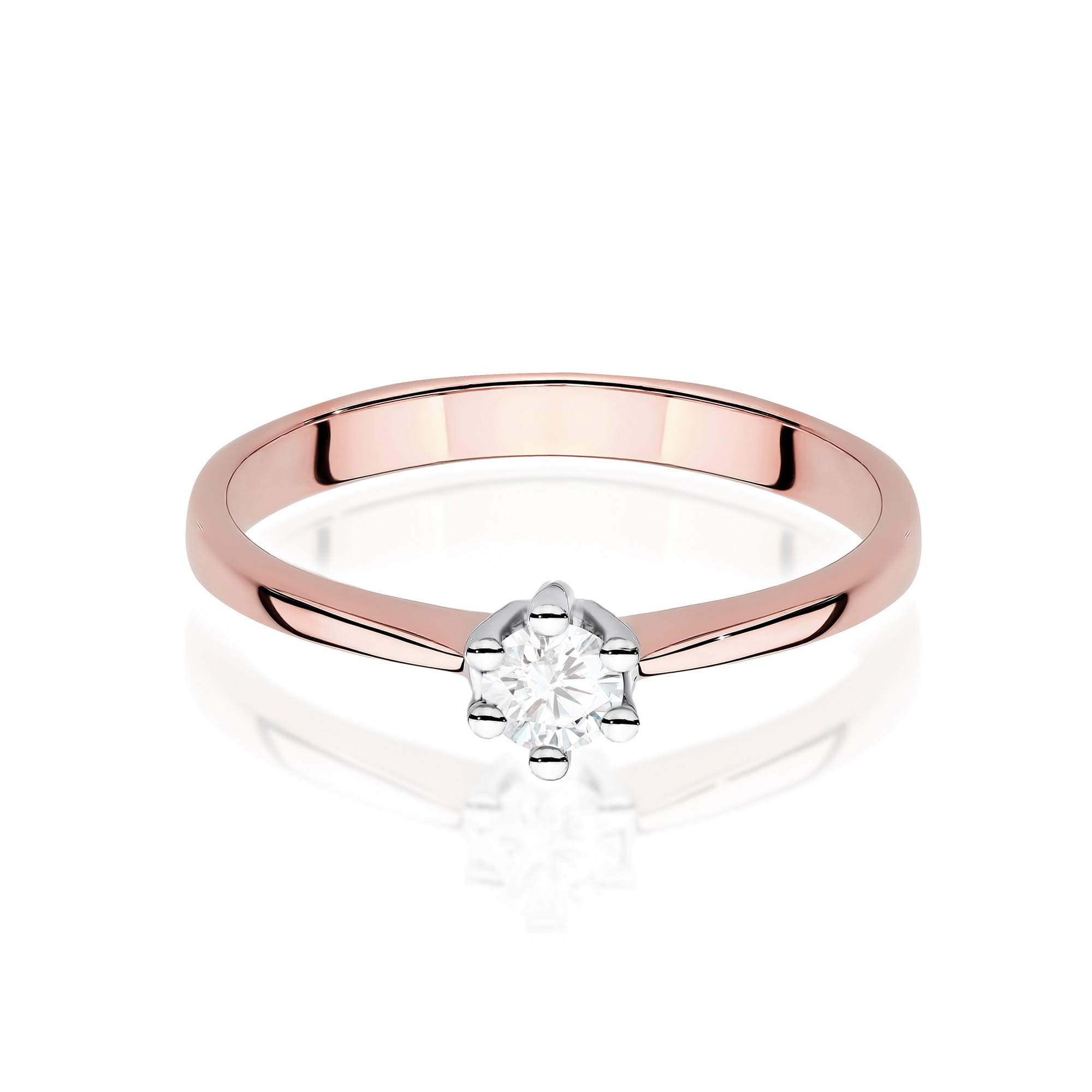 Prsteň W0256 Laboratórny diamant 0,15ct ružové zlato Au 585/1000 - 1