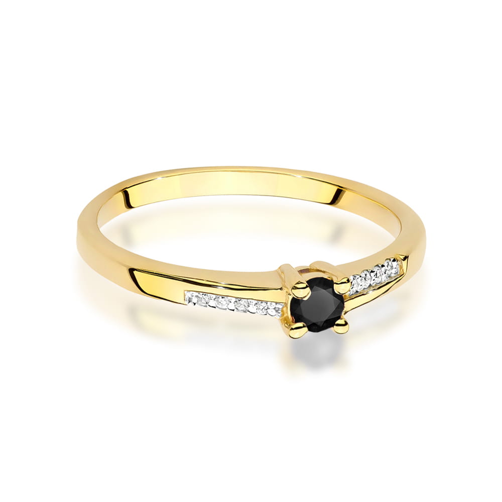 Prsteň W0258 Black Diamond 0,12ct žlté zlato Au 585/1000 - 1