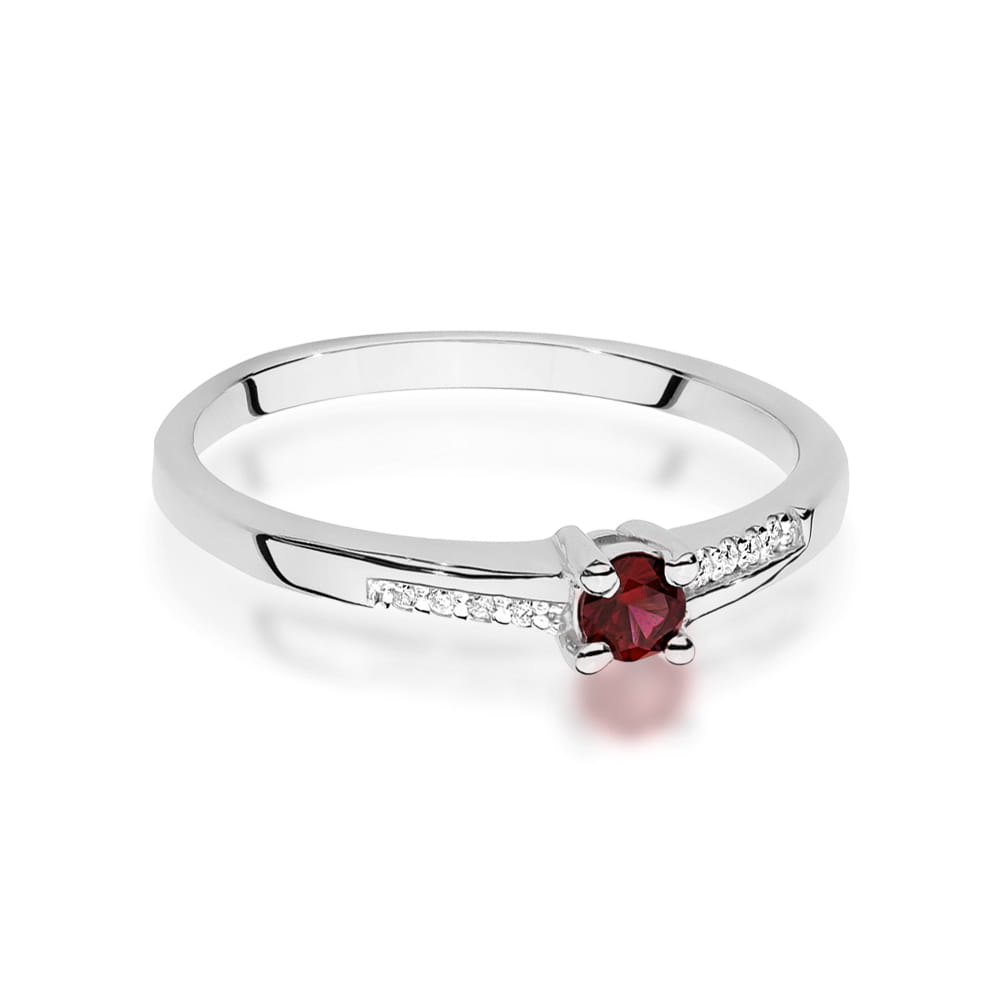 Prsteň W0258 Ruby 0,15ct biele zlato Au 585/1000 - 1