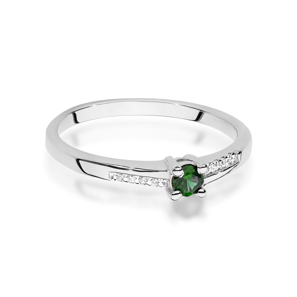Prsteň W0258 Emerald 0,15ct biele zlato Au 585/1000 - 1