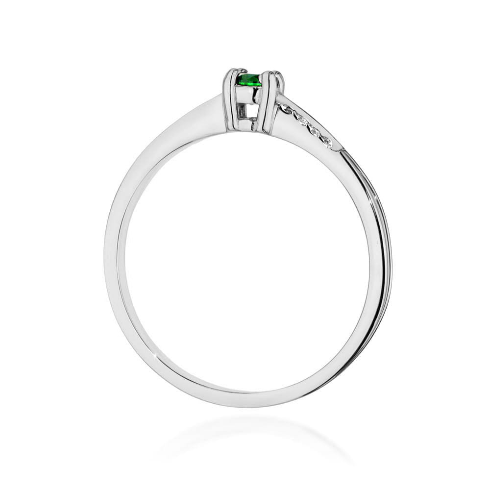 Prsteň W0258 Emerald 0,15ct biele zlato Au 585/1000 - 2