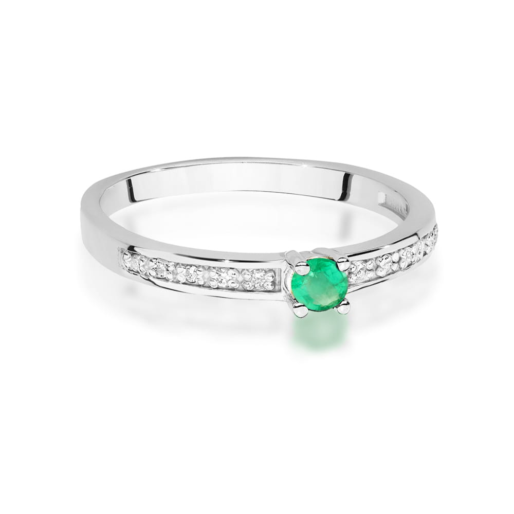 Prsteň W0288 Emerald 0.15ct biele zlato Au 585/1000 - 1