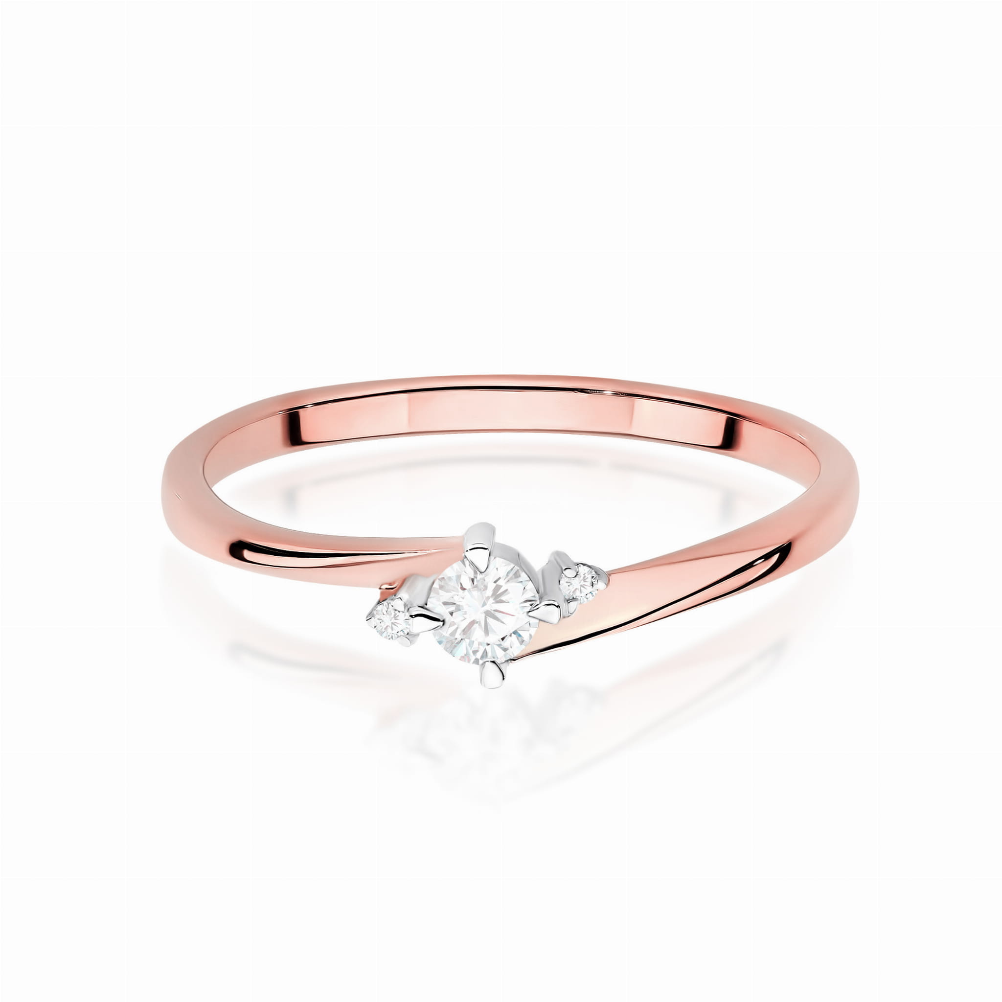 Prsteň W0346 Laboratórny diamant 0,10ct ružové zlato Au 585/1000 - 1