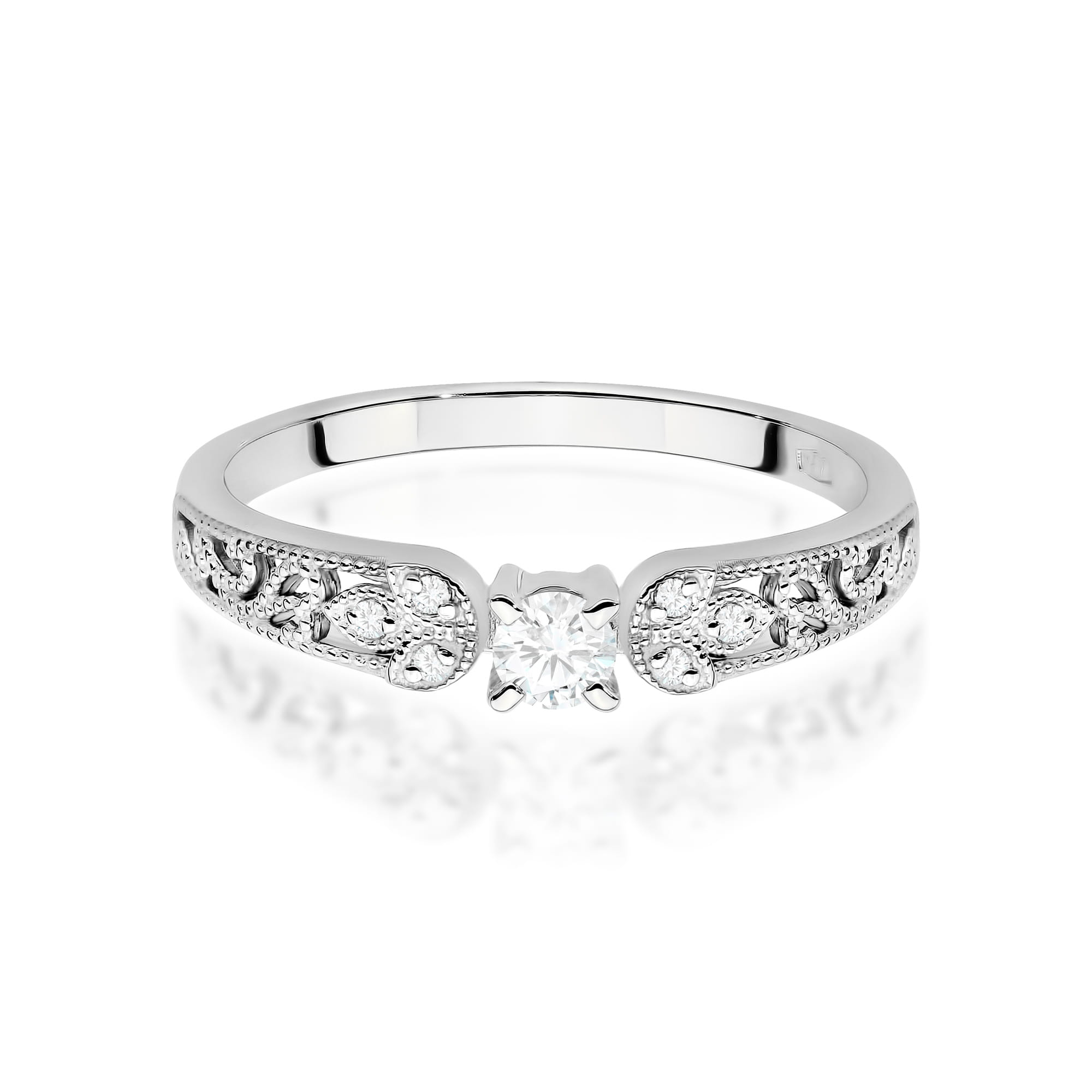 Prsteň W0411 Laboratórny diamant 0,10ct biele zlato Au 585/1000 - 1