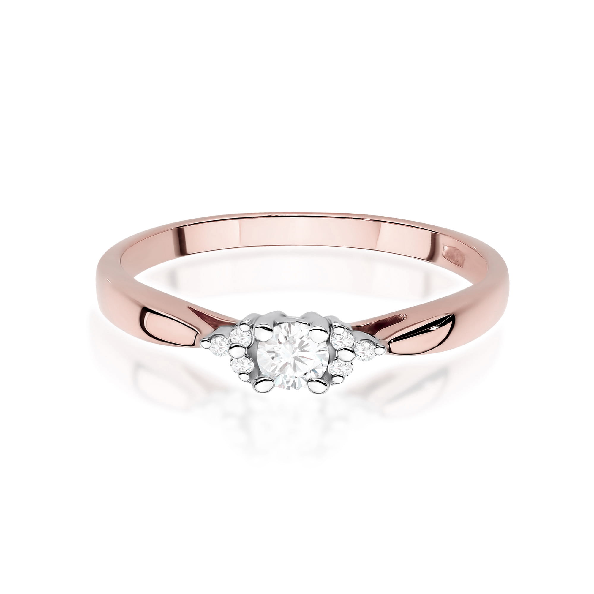 Prsteň W0428 Laboratórny diamant 0,10ct ružové zlato Au 585/1000 - 1