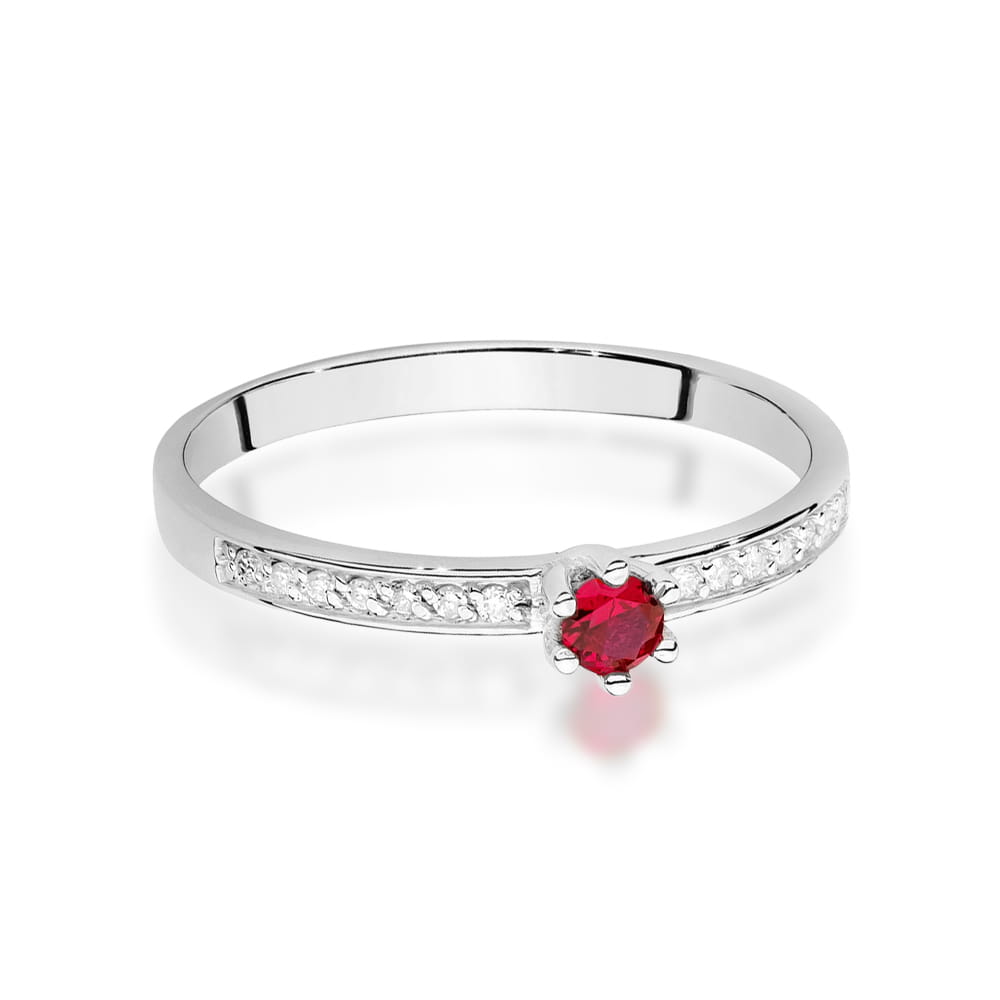 Prsteň W0459 Ruby 0,15ct biele zlato Au 585/1000 - 1