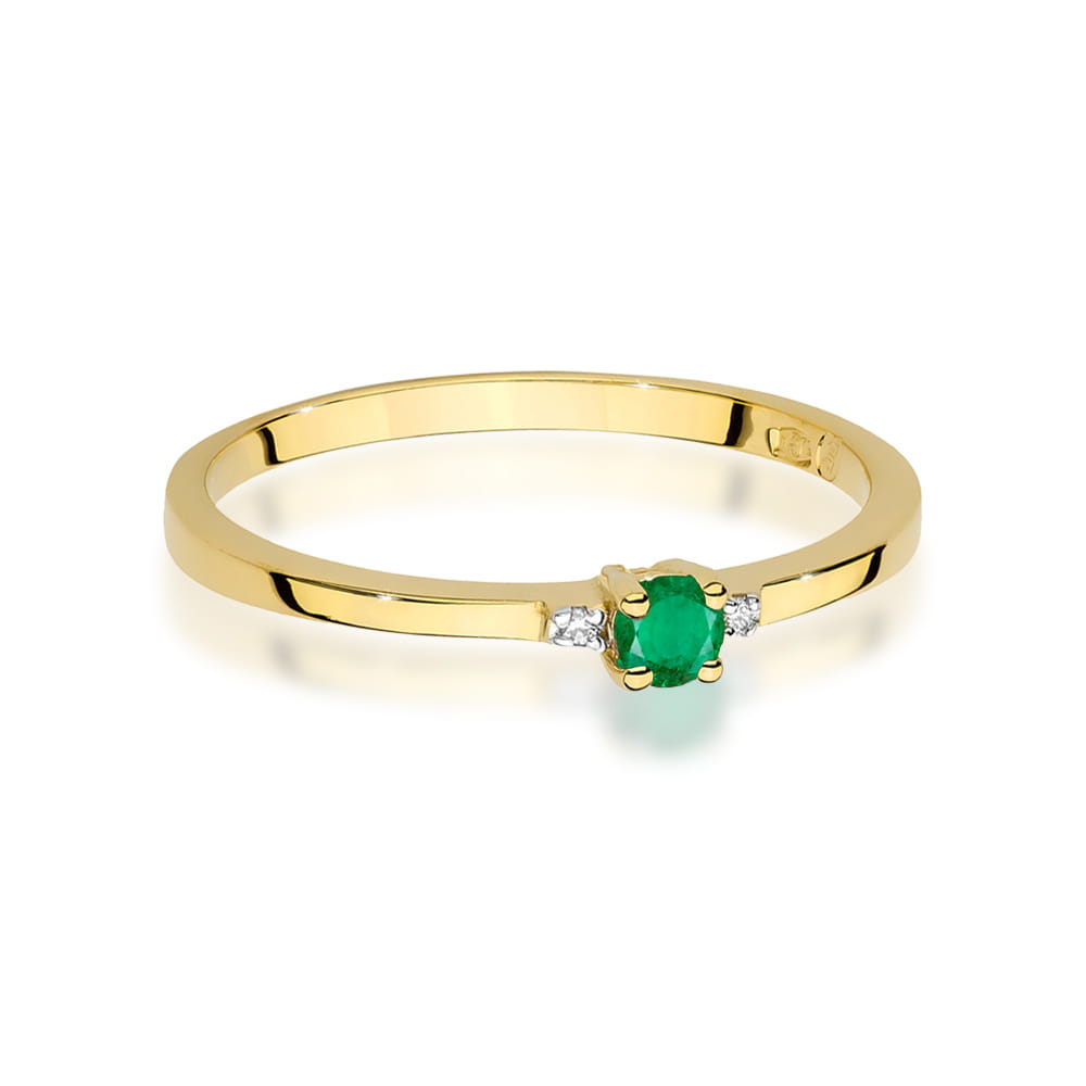Prsteň W0464 Emerald 0,15ct žlté zlato Au 585/1000 - 1