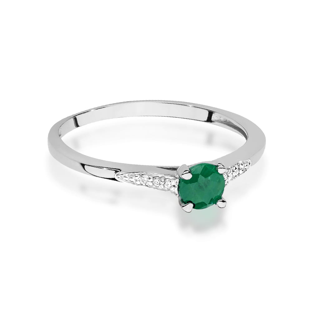 Prsteň W0466 Emerald 0,30ct biele zlato Au 585/1000 - 1