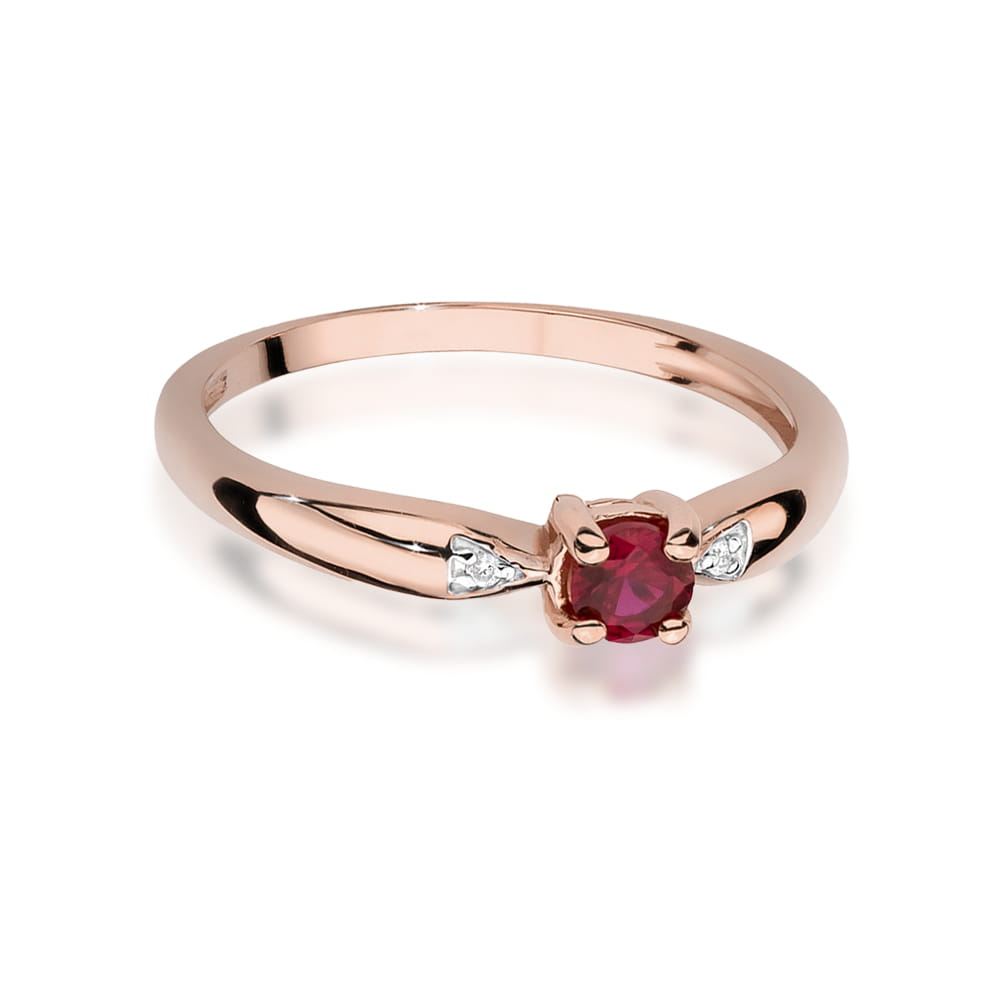 Prsteň W0469 Ruby 0,15ct ružové zlato Au 585/1000 - 1