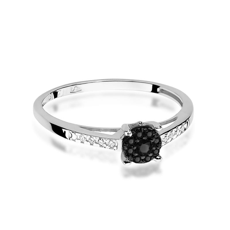 W055 Prsteň Black Diamond 0.08ct biele zlato Au 585/1000 - 1