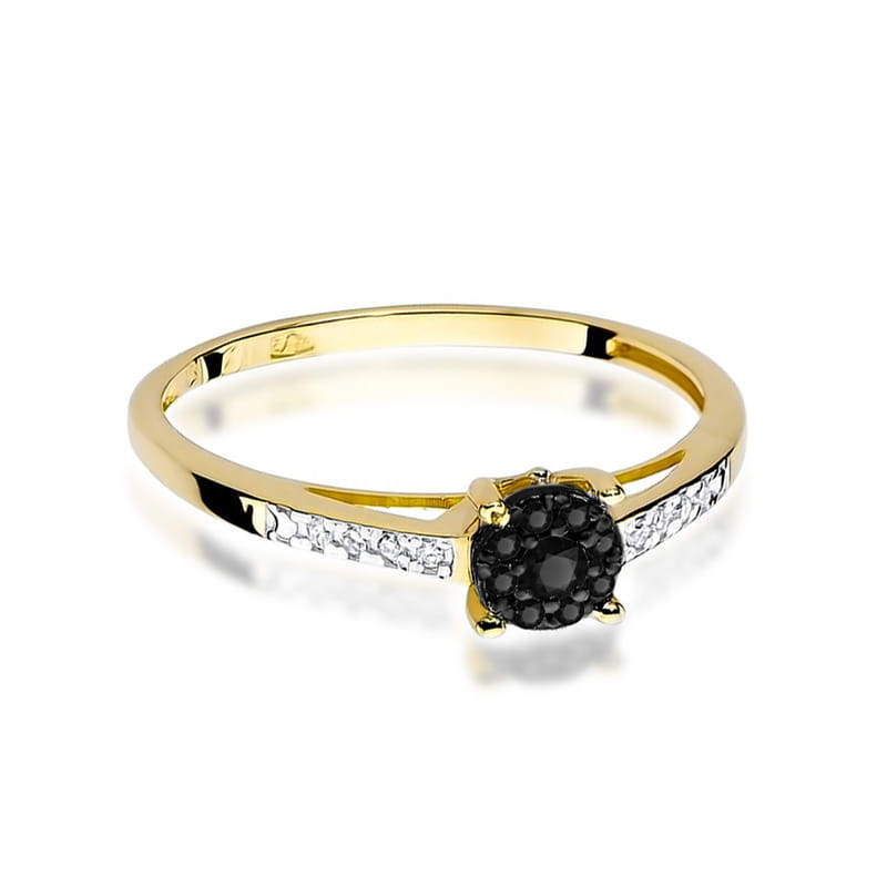 W055 Prsteň Black Diamond 0.08ct žlté zlato Au 585/1000 - 1