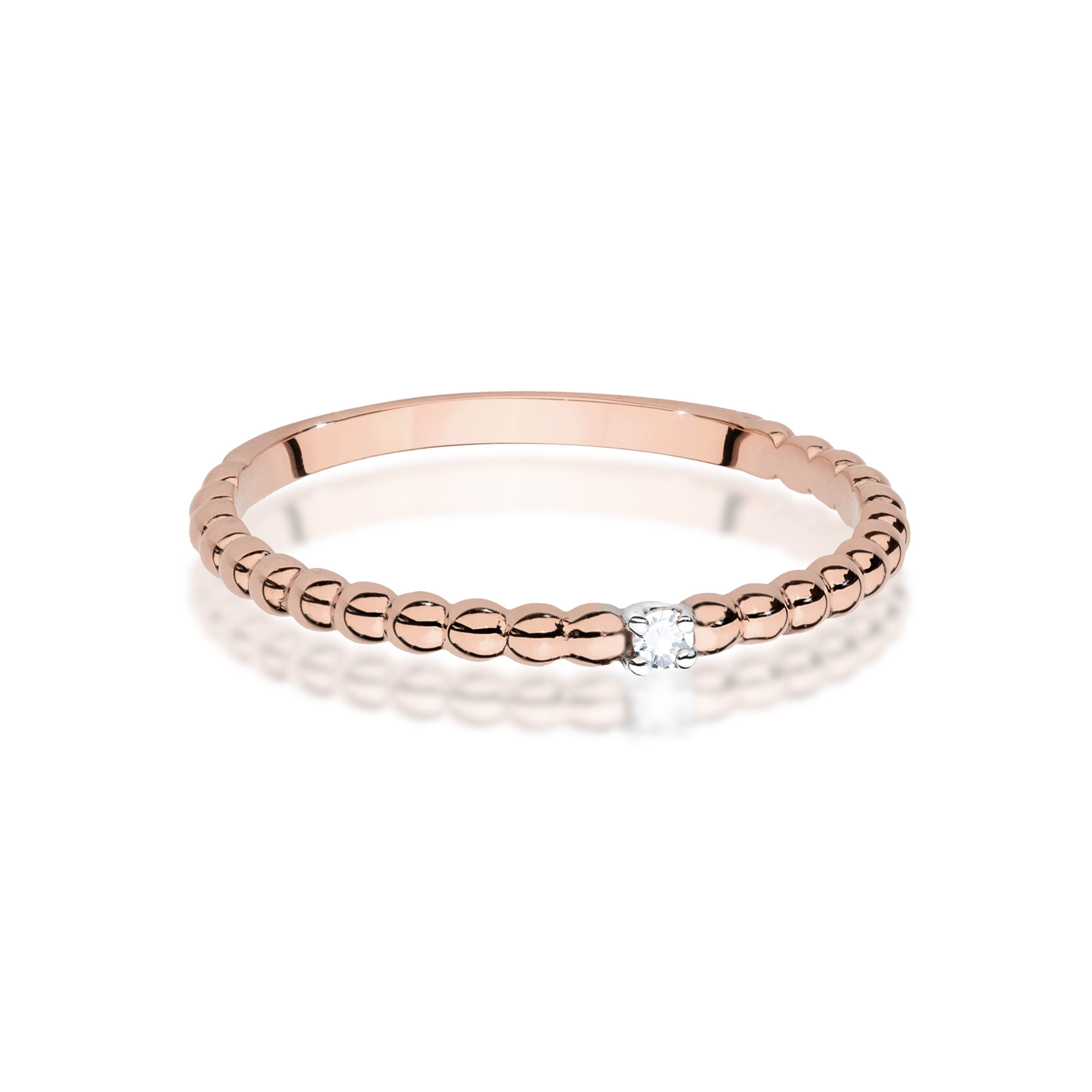 Prsteň W0601 Diamant 0,02ct ružové zlato Au 585/1000 - 1