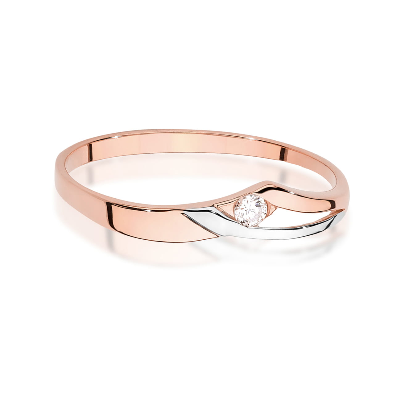 Prsteň W0609 Diamant 0,04ct ružové zlato Au 585/1000 - 1