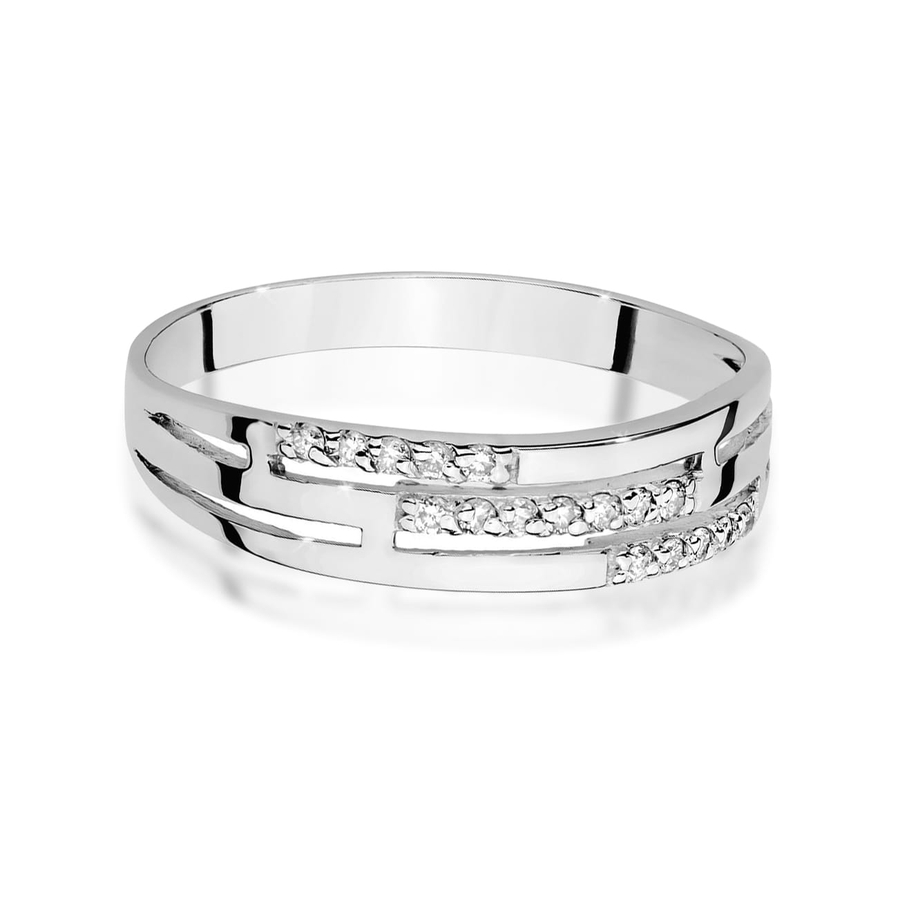 Prsteň W0612 s diamantmi, biele zlato Au 585/1000 - 1