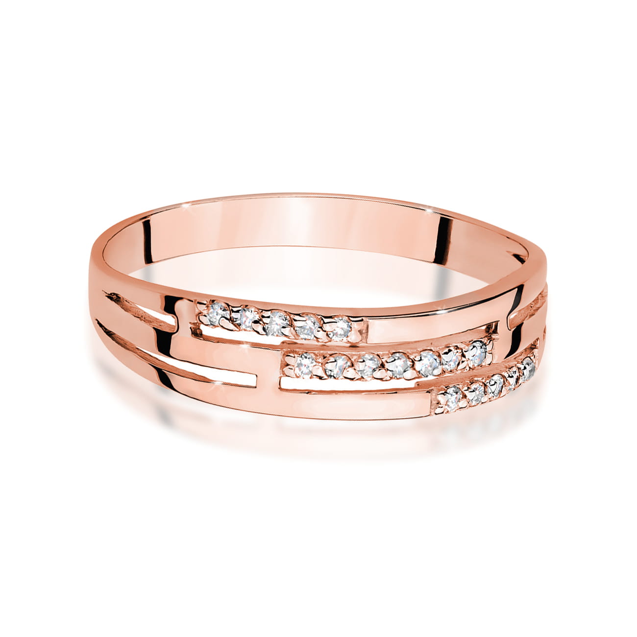 Prsteň W0612 s diamantmi, ružové zlato Au 585/1000 - 1