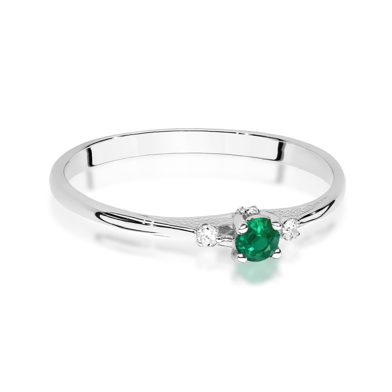 Prsteň W0614 Emerald 0,15ct biele zlato Au 585/1000 - 1