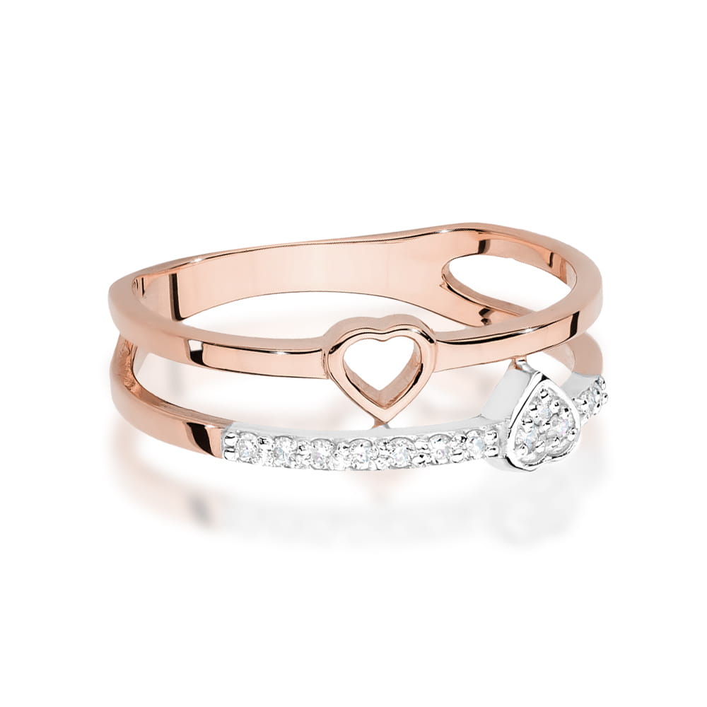 Prsteň W0617 s diamantmi ružové zlato Au 585/1000 - 1