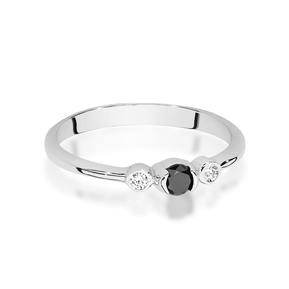W0620 Prsteň Black Diamond 0.12ct biele zlato Au 585/1000 - 1