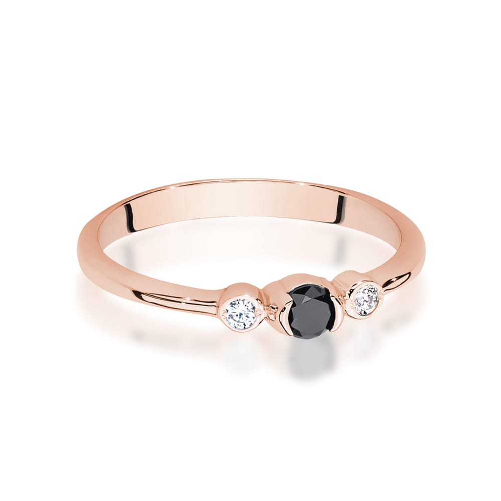 W0620 Prsteň Black Diamond 0.12ct ružové zlato Au 585/1000 - 1
