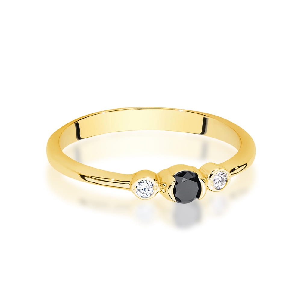 W0620 Prsteň Black Diamond 0.12ct žlté zlato Au 585/1000 - 1