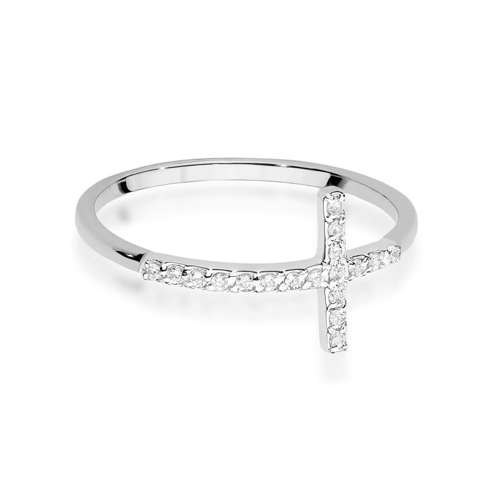Prsteň W0636 s diamantmi, biele zlato Au 585/1000 - 1