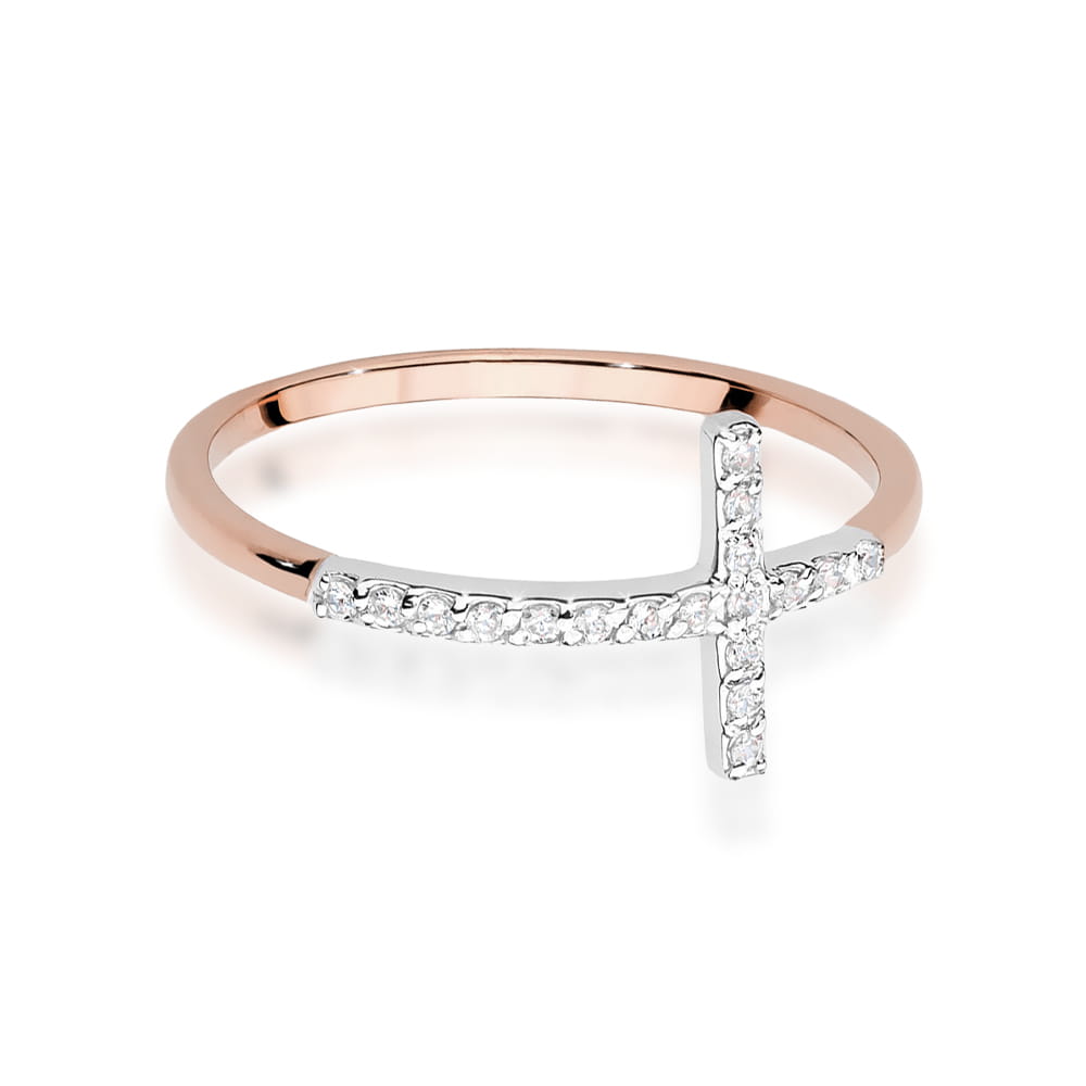 Prsteň W0636 s diamantmi, ružové zlato Au 585/1000 - 1