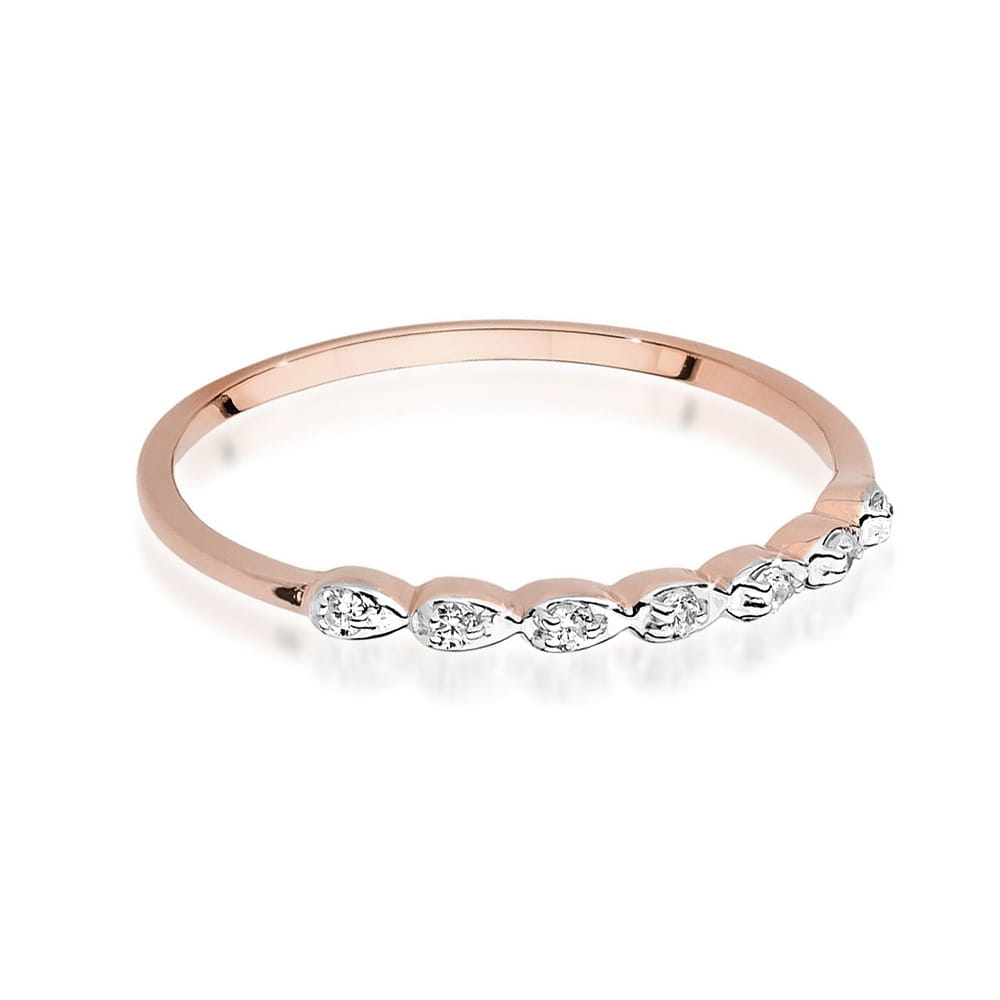 Prsteň W0644 s diamantmi ružové zlato Au 585/1000 - 1