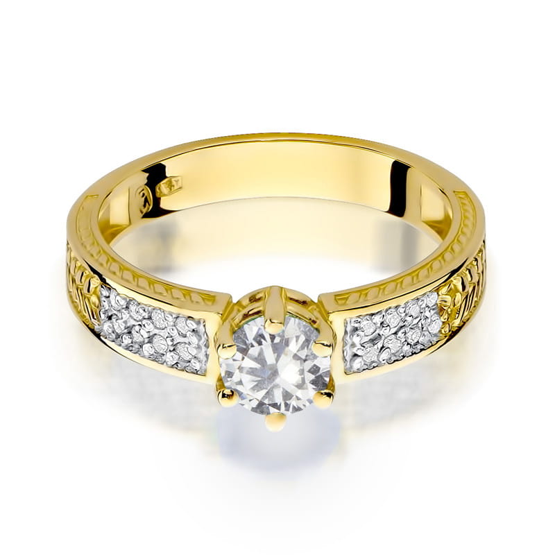 W075 prsteň White Sapphire 0,60ct žlté zlato Au 585/1000 - 1