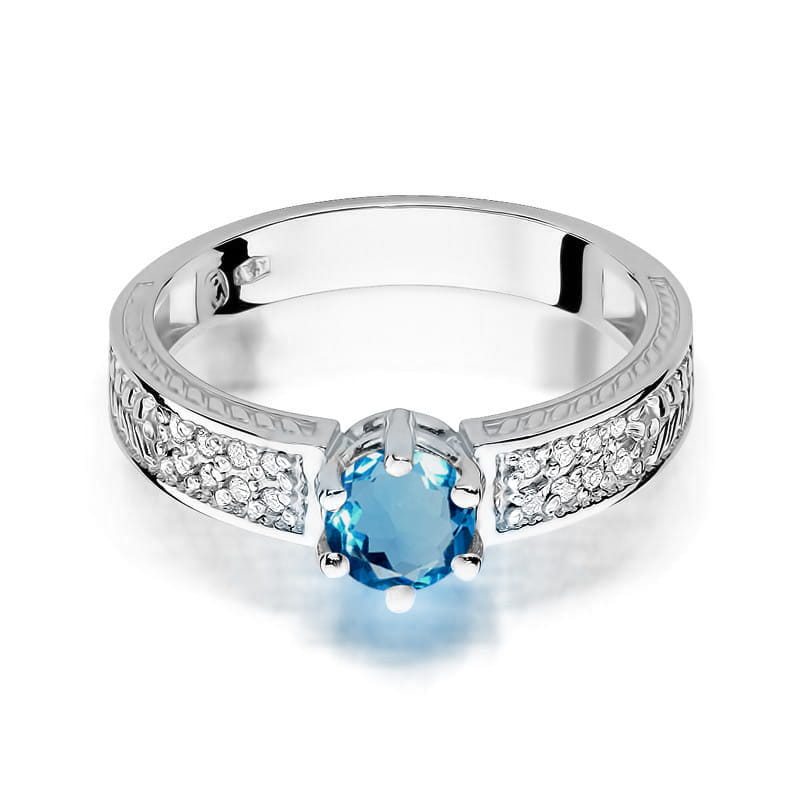 W075 Topaz London Modrý prsteň 0,50ct biele zlato Au 585/1000 - 1