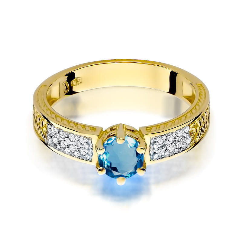 W075 Topaz London Modrý prsteň 0,50ct žlté zlato Au 585/1000 - 1