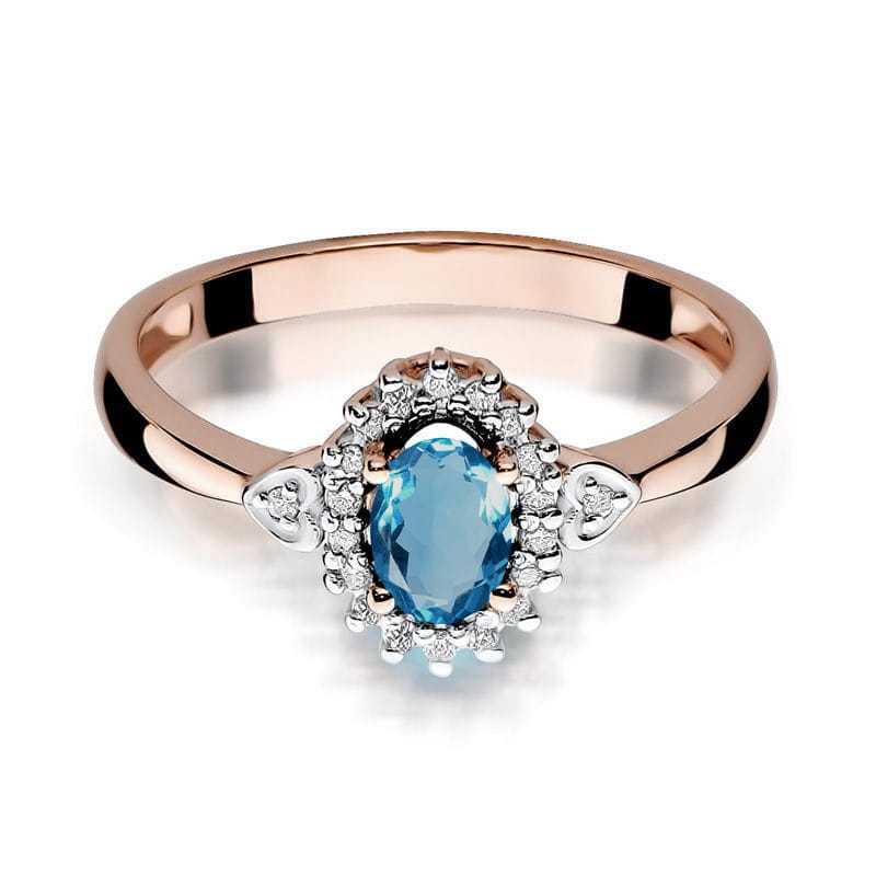 W312 Topaz London Modrý prsteň 0,50ct ružové zlato Au 585/1000 - 1