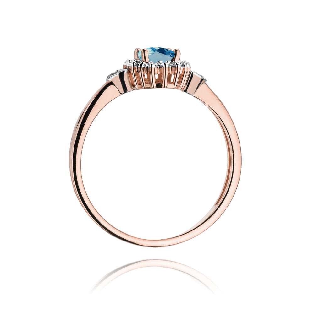 W312 Topaz London Modrý prsteň 0,50ct ružové zlato Au 585/1000 - 2