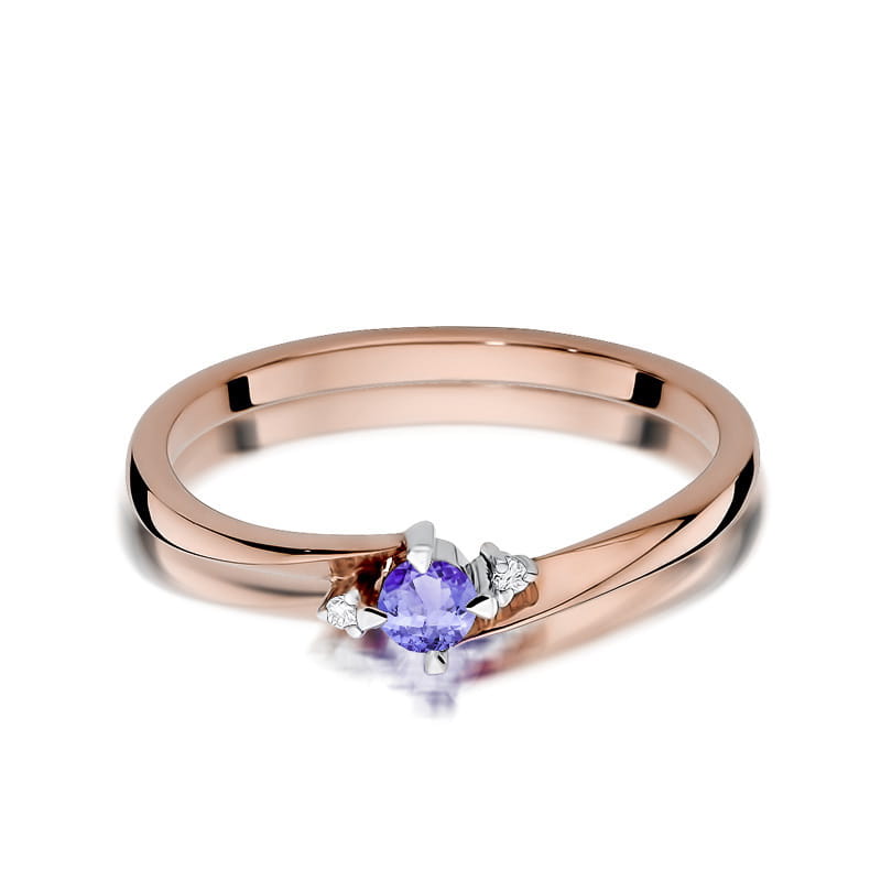 W346 Tanzanitový prsteň 0,15ct ružové zlato Au 585/1000 - 1